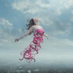 A woman praises to heaven but is vanishing